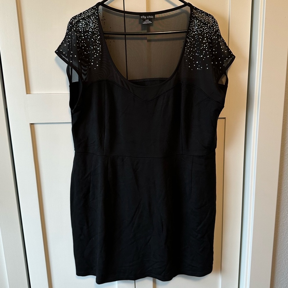 City Chic black rhinestone and mesh minidress size 16